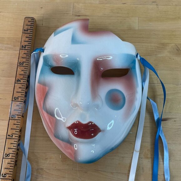 Vintage 80s Ceramic Mask Geometric Post Modern Celebrations Boston Gift Shop - Picture 7 of 9